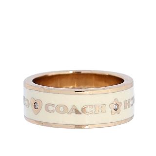 【COACH】愛心及星星圖案琺瑯戒指(白色/金色)