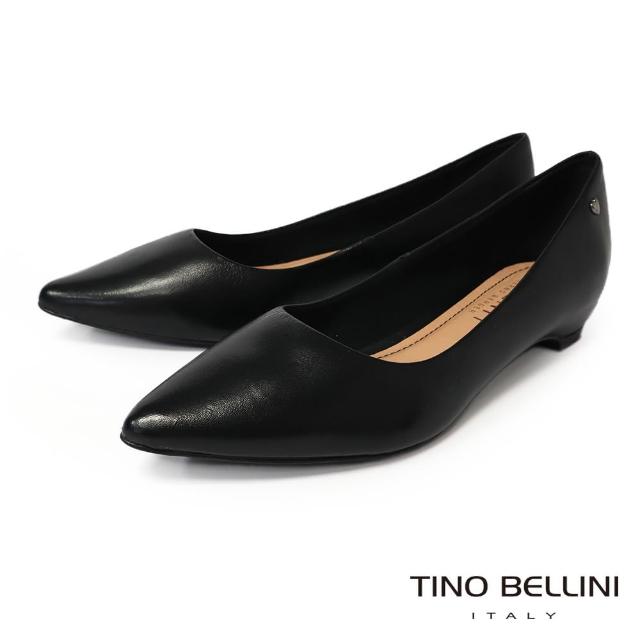 【TINO BELLINI 貝里尼】TINO 巴西真皮平底尖頭鞋FSBV008C-1(黑)