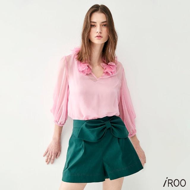 【iROO】桃粉色飄逸上衣