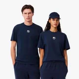 【LACOSTE】中性款-標誌印花棉質短袖T恤(海軍藍)