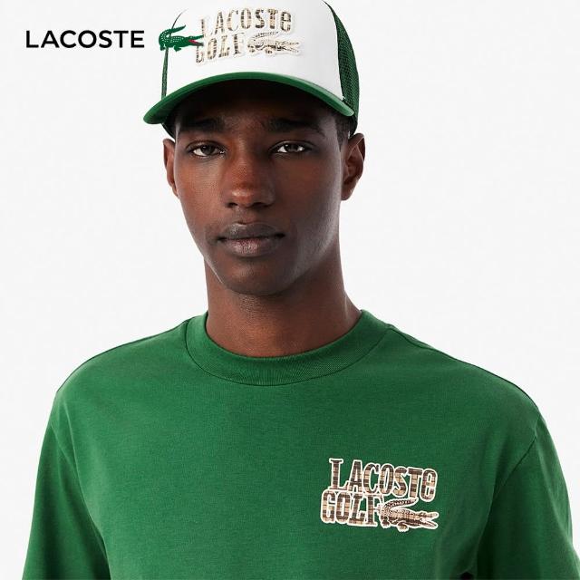 【LACOSTE】男裝-快乾印花高爾夫短袖T恤(綠色)