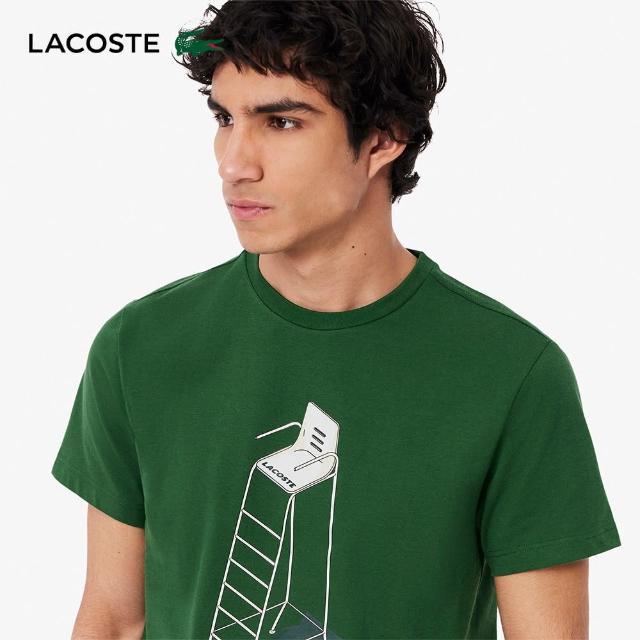 【LACOSTE】男裝-網球傳統印花短袖T恤(綠色)