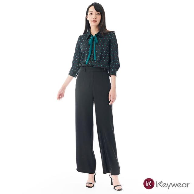 【KeyWear 奇威名品】後腰鬆緊休閒直筒長褲(共2色)