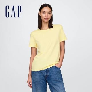 【GAP】女裝 純棉圓領短袖T恤-黃色(718877)
