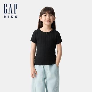【GAP】女童裝 圓領短袖T恤-黑色(744492)