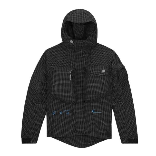 【NIKE 耐吉】Nike x Off-White Jacket 尼龍外套 黑藍 聯名款 抗撕裂 防潑水 拉鍊口袋 DN1750-010