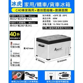 【Laptinc 拉普蒂尼】40L車家兩用冰箱 冷藏壓縮機製冷冰箱(行動冰箱 車載冰箱 冷藏箱 戶外冰箱 露營冰箱)