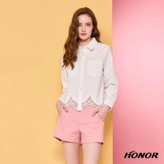 【HONOR 山形屋】優雅法式拼接蕾絲下擺襯衫-白