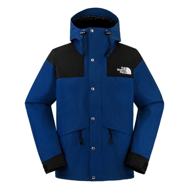 【The North Face】北面 外套 男款 運動連帽外套 衝鋒衣 防潑水 美規 M RETRO 1986 黑藍 NF0A8AKJF1T