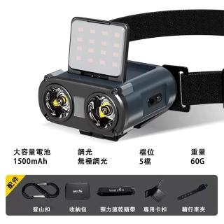 【臻品購】帽夾燈 感應超亮充電式強光頭燈 頭戴式 工作頭燈(夜行/露營/釣魚 超長續航手電 IPX4防水設計)