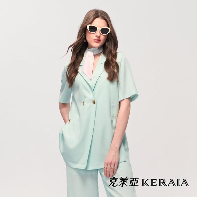 【KERAIA 克萊亞】春意漫漫高腰短袖西裝外套