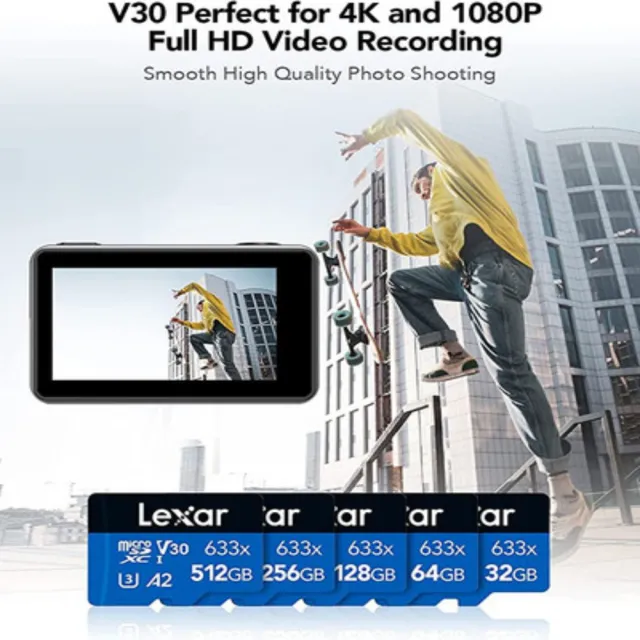 【Lexar 雷克沙】[全新版] 128GB 高速效能 633x microSDXC UHS-I A1 V30 記憶卡(附SD轉卡 10年有限保固)