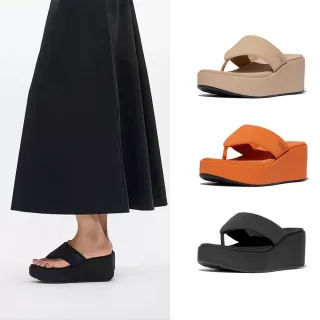 【FitFlop】2025網路獨家新款-PLATFFORMS厚底楔形夾腳涼鞋-女(三色)