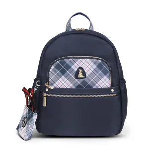 【冰山袋鼠】都會名伶 - 英倫風多口袋附插袋後背包 - 古典藍(K116B)