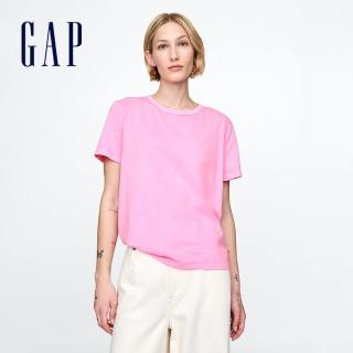 【GAP】女裝 純棉圓領短袖T恤-粉色(718877)