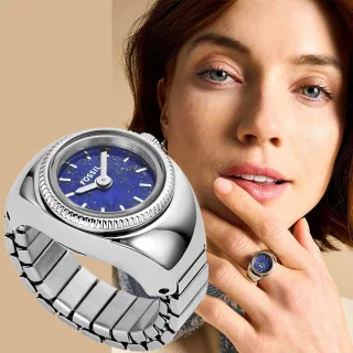 【FOSSIL】Watch Ring 青金石手錶戒指 戒指錶-銀 禮物 送禮 推薦(ES5347)