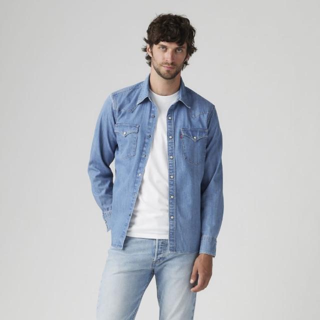 【LEVIS 官方旗艦】男款 BARSTOW WESTERN長袖丹寧牛仔襯衫 上衣 熱賣單品 85744-0082