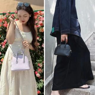 【LEESA】牛皮手提包\保齡球包\貝殼包\包包\手提包\斜揹包\迷你包\精品包\斜背小包真皮小包\隨