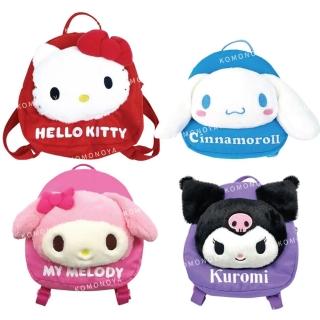 【小禮堂】Sanrio 三麗鷗 絨毛造型後揹包 大臉款 Kitty 美樂蒂 酷洛米 大耳狗(平輸品)