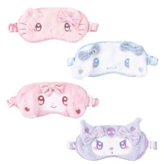 【小禮堂】Sanrio 三麗鷗 絨毛造型眼罩 愛心眼 Kitty 美樂蒂 酷洛米 大耳狗(平輸品)