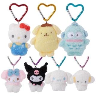 【小禮堂】Sanrio 三麗鷗 愛心扣環迷你玩偶吊飾 毛茸茸款 Kitty 大耳狗 人魚漢頓(平輸品)