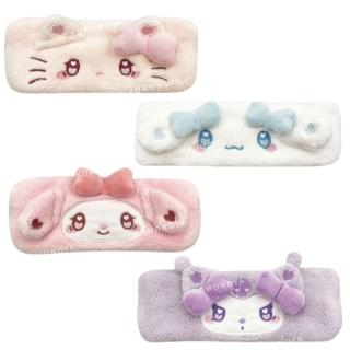【小禮堂】Sanrio 三麗鷗 絨毛吸水髮帶 愛心眼 Kitty 美樂蒂 酷洛米 大耳狗(平輸品)