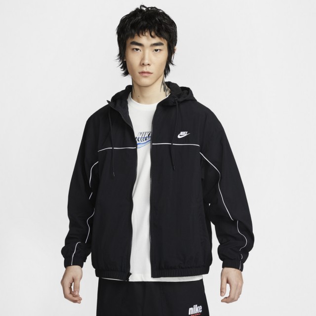 【NIKE 耐吉】連帽外套 休閒 運動 復古 男款 AS M NK CLUB ATHLETE HD JACKET 黑色(HJ2013010)