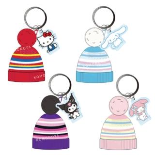 【小禮堂】Sanrio 三麗鷗 迷你毛帽鑰匙圈 壓克力立牌 Kitty 美樂蒂 酷洛米 大耳狗(平輸品)