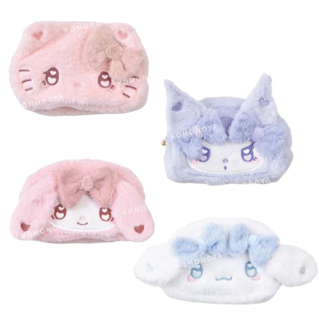 【小禮堂】母親節禮物 Sanrio 三麗鷗 絨毛造型化妝包 愛心眼 Kitty 美樂蒂 酷洛米 大耳狗(平輸品)