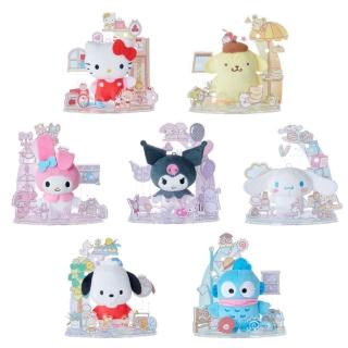 【小禮堂】Sanrio 三麗鷗 壓克力展示立牌附玩偶 角色款 Kitty 酷洛米 人魚漢頓(平輸品)