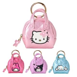 【小禮堂】Sanrio 三麗鷗 珠光皮質耳機包 花朵款 Kitty 美樂蒂 酷洛米(平輸品)