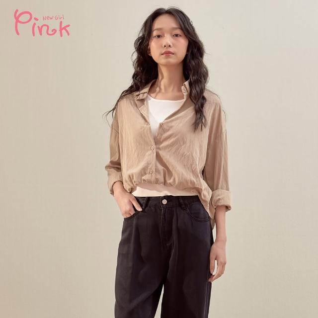 【PINK NEW GIRL】率性假兩件長袖上衣 Y1203BD(2色)