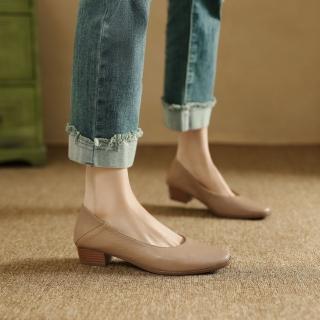 【WYPEX】極軟真皮低跟鞋女鞋 圓頭通勤上班鞋 娃娃鞋(3色)
