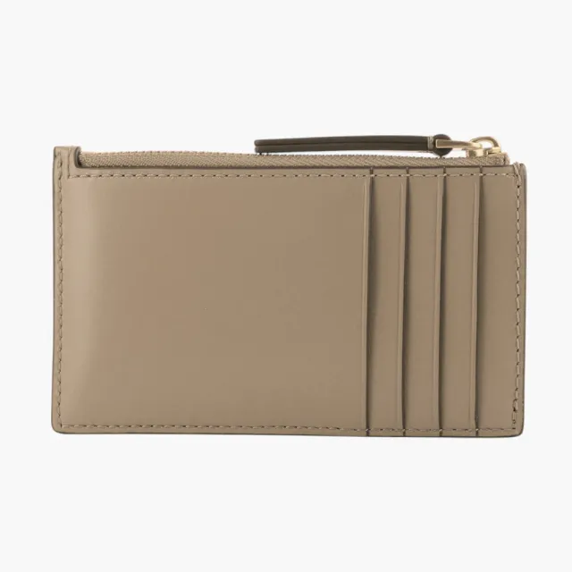 【TORY BURCH】Kira 金屬雙T 絎縫紋拉鍊零錢包(奶茶)