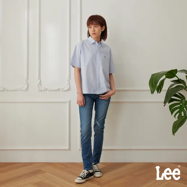 【Lee】女裝 牛仔褲 / 涼感 433 高腰修身窄管 中藍洗水(LB517065902)
