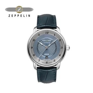 【ZEPPELIN 齊柏林】85563 藍色Clus de Paris浮雕錶 日期窗夜光指標(男錶 女錶 機械錶 自動上鍊)