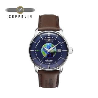 【ZEPPELIN 齊柏林】84683 藍色錶盤夜光指標GMT機械錶(男錶 女錶 機械錶 自動上鍊)