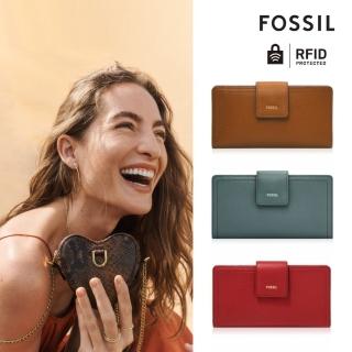 【FOSSIL 官方旗艦館】Logan 真皮拉鍊RFID防盜中長夾(多色可選)