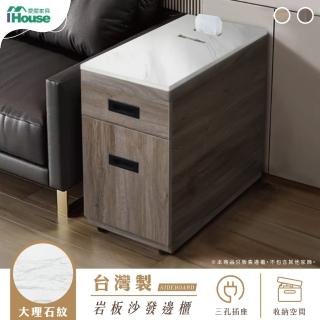 【IHouse】MIT巖板+木心板 2抽沙發邊櫃(茶几/多用櫃/功能櫃 附面紙盒功能)