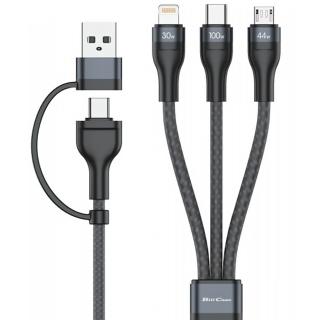 【Bill Case】GaN n Roses五合一100W USB C Lightning Micro USB轉接閃充線120公分 黑霸(支援iPhone15 16)
