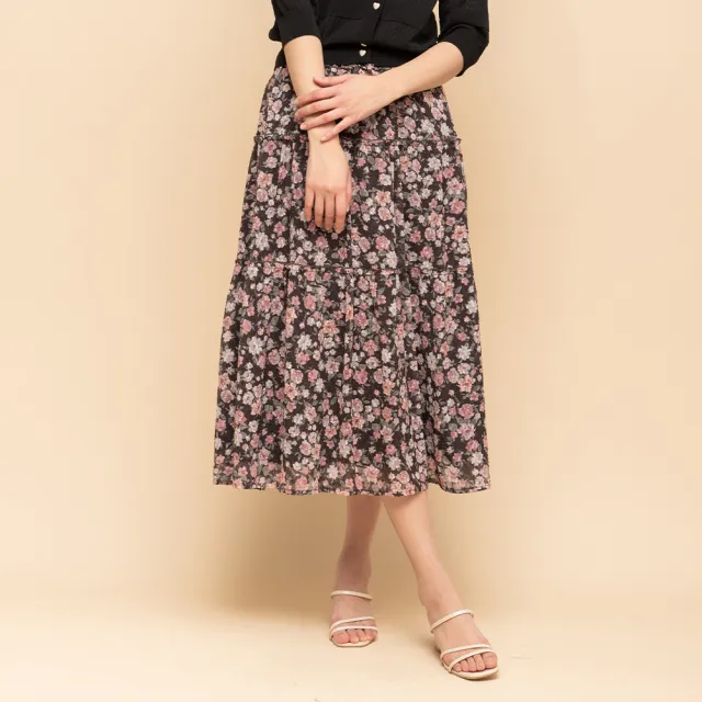 【perng yuh 芃諭名品】歐風雅緻 印花 切接 層次 褶裙(2025 SS Collection|4A春夏新品上市)