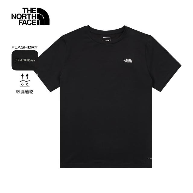 【The North Face】北面女款黑色吸濕排汗短袖T恤｜8EYKJK3(排汗衫)