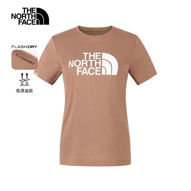 【The North Face】北面女款棕色吸濕排汗短袖T恤｜8CK96IH(排汗衫)