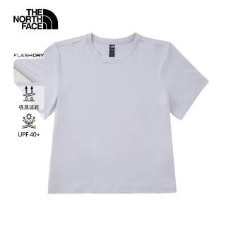 【The North Face 官方旗艦】北面女款灰色吸濕排汗短袖T恤｜8DFH0TI(排汗衫)