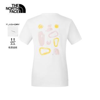 【The North Face 官方旗艦】北面女款白色吸濕排汗短袖T恤｜8D7HFN4(排汗衫)