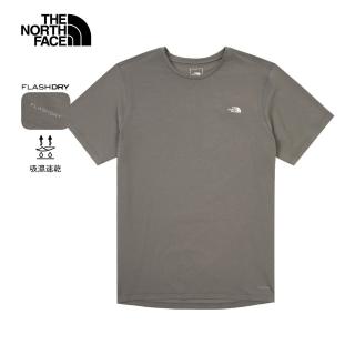 【The North Face 官方旗艦】北面男款灰色吸濕排汗短袖T恤｜8EXV0UZ(排汗衫)