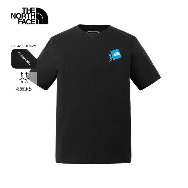 【The North Face 官方旗艦】北面男款黑色吸濕排汗短袖T恤｜8D7CJK3(排汗衫)