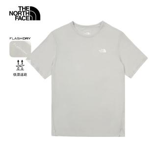 【The North Face 官方旗艦】北面男款灰色吸濕排汗短袖T恤｜8BYJA0M(排汗衫)