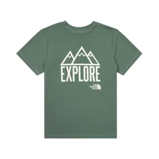 【The North Face 官方旗艦】北面兒童綠色吸濕排汗大尺寸印花短袖T恤｜8AN8HCH(排汗衫)