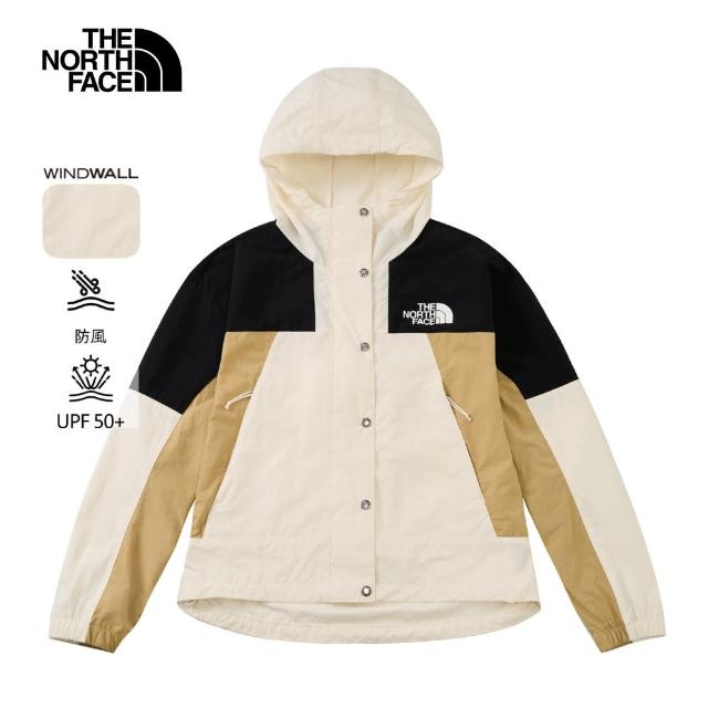 【The North Face 官方旗艦】北面女款米白色WindWall防風外套｜8CJSROU